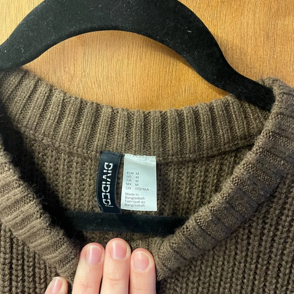Divided Chocolate Ribbed Knit Sweater - Picture 2 of 3